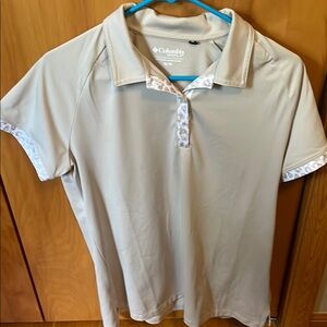 Columbia Golf Tan Polo Shirt with Leopard Print Design